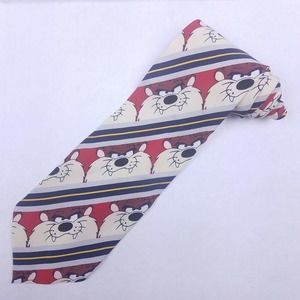 Looney Tunes Tazmanian Devil Silk Tie 1995 Vintage Warner Brothers Taz